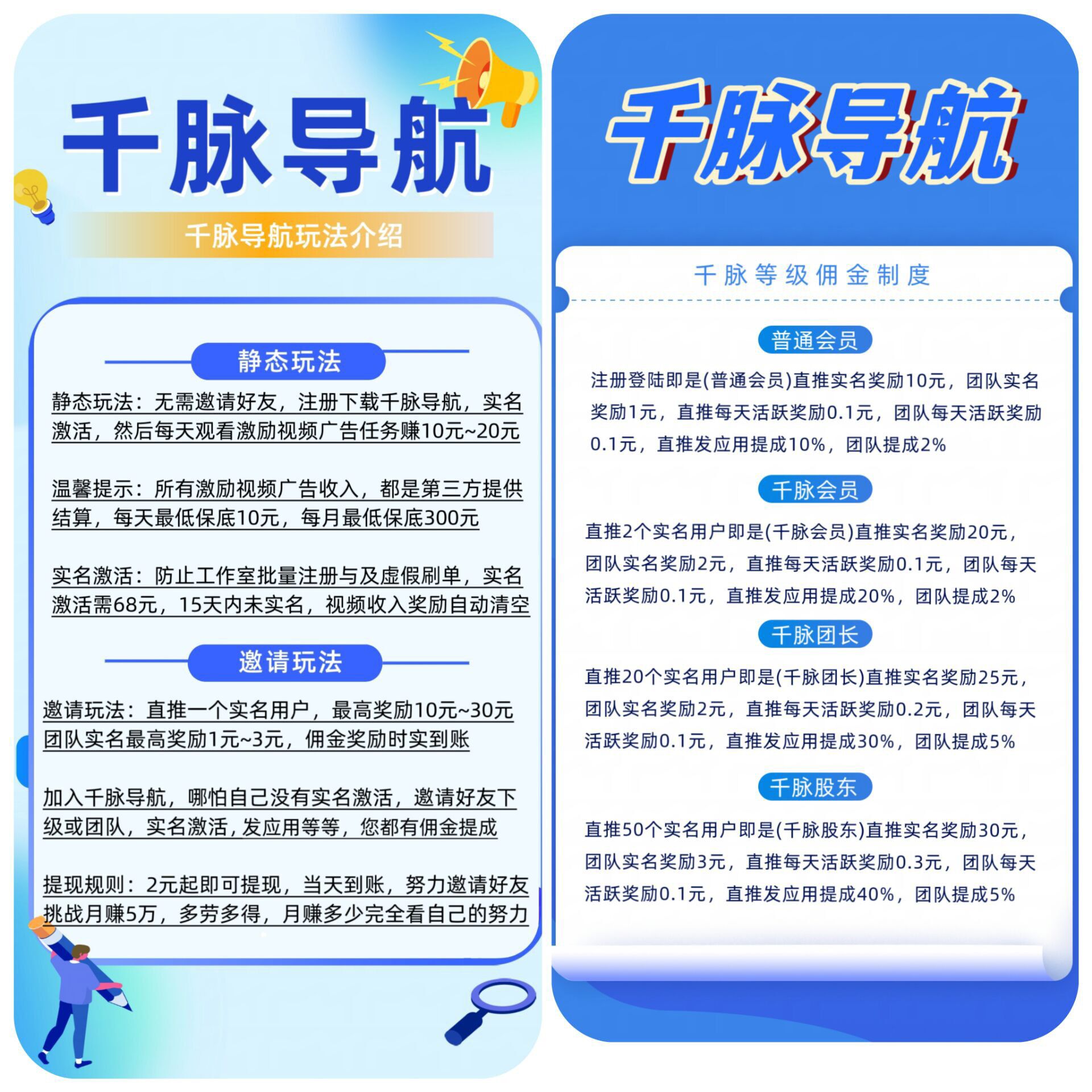 【千脉导航】每月保底6000+，看视频广告赚钱，包赔包赚，提现秒到。