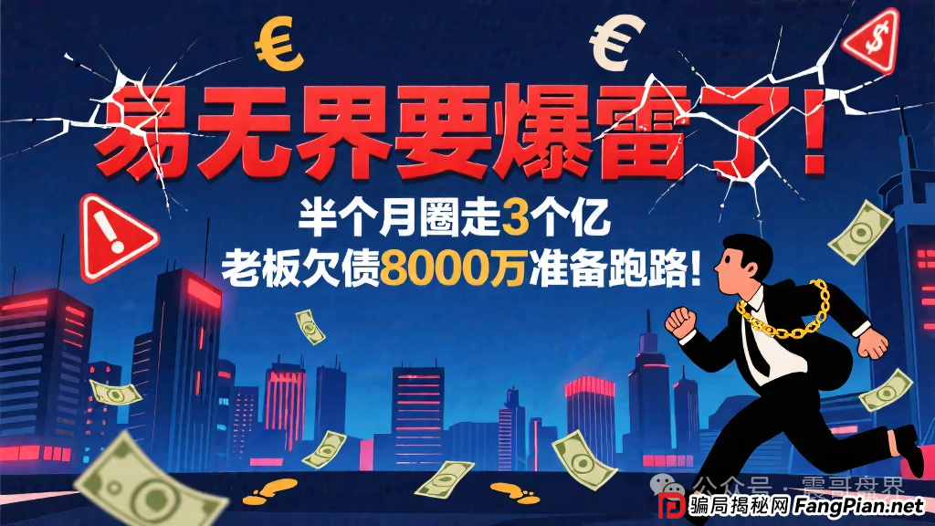 易无界要爆雷了!半个月圈走3个亿,老板欠债8000万准备跑路!