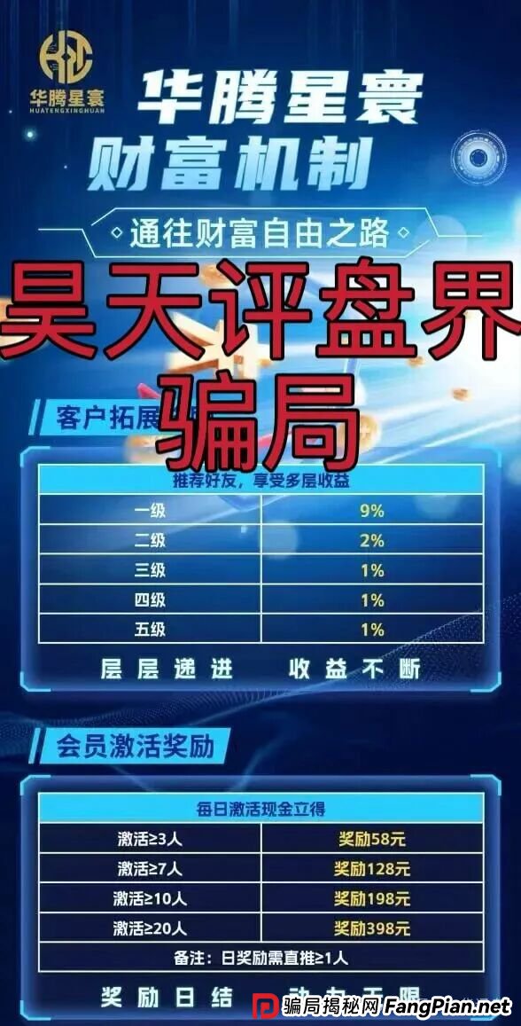 华腾星寰又一个分红类资金盘骗局,典型的杀猪盘,看见一定要远离! 华腾星寰又一个分红类资金盘骗局,典型的杀猪盘,看见一定要远离!