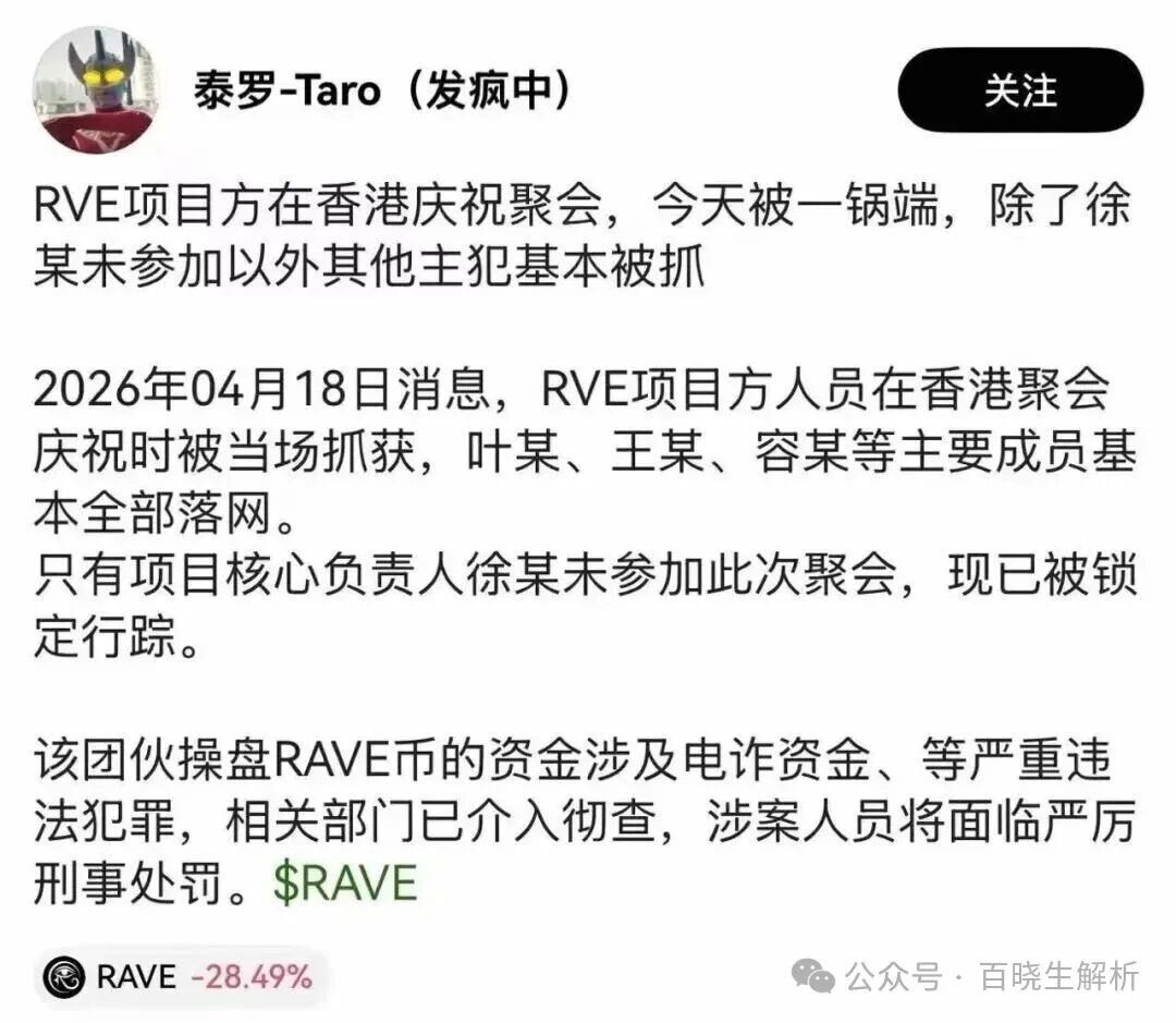 妖币RAVE暴涨百倍，昨天瞬间暴跌90％，无数人倾家荡产，项目方被抓！(2)