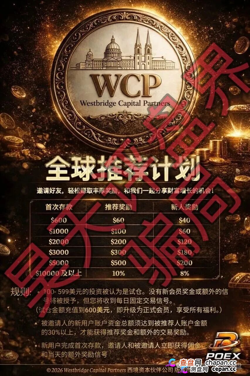 西境资本WCP带单类资金盘骗局：日收益高达3%，老姜开的又一个杀猪盘，高度预警，即将崩盘跑路！